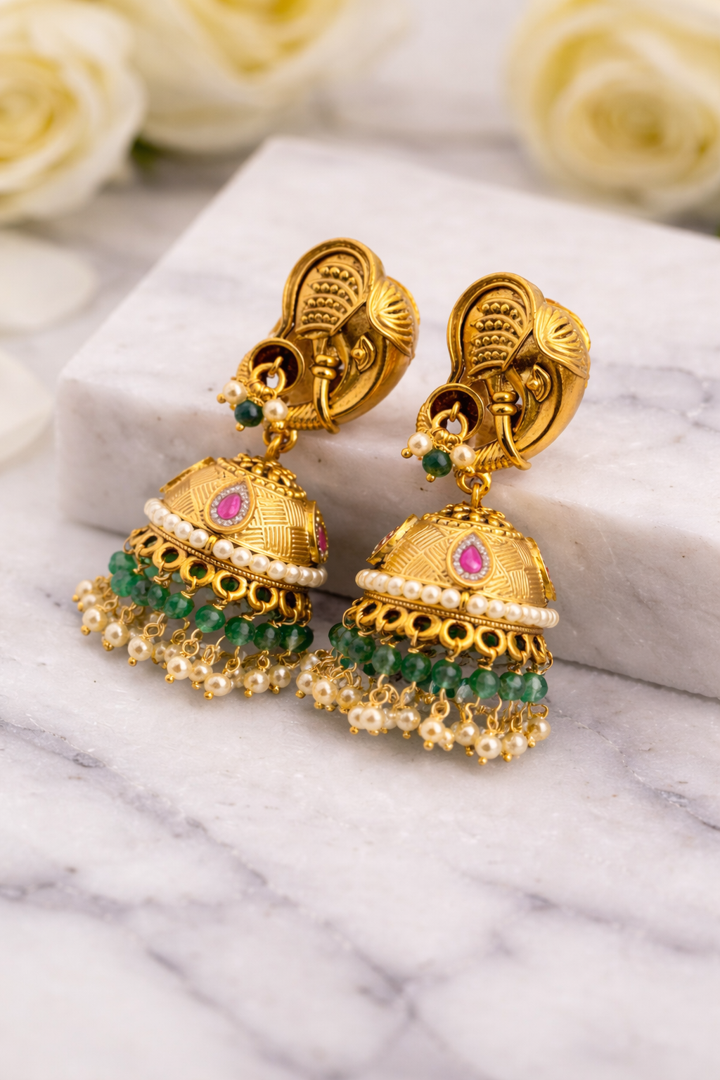 Traditional Gold Jhumka Earrings - Image 6