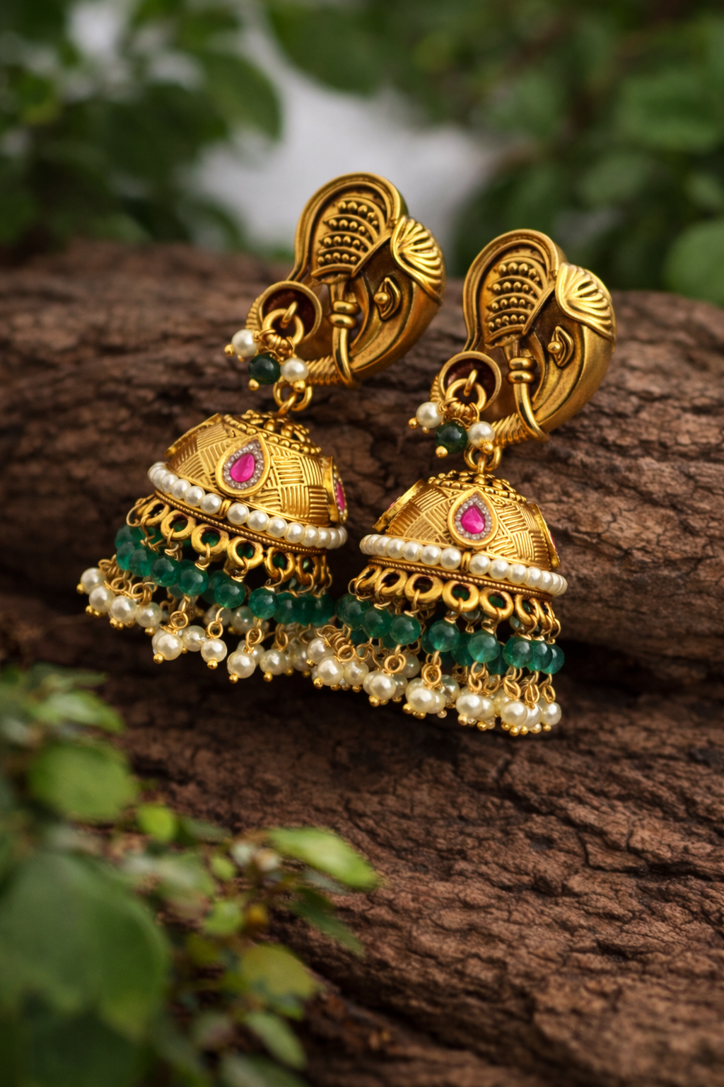 Traditional Gold Jhumka Earrings - Image 4