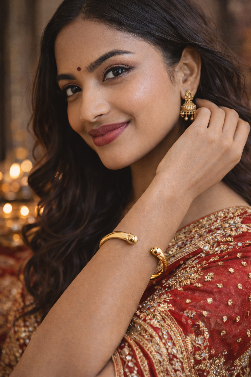 Elegant Gold-Style Rounded Open Cuff Bangle